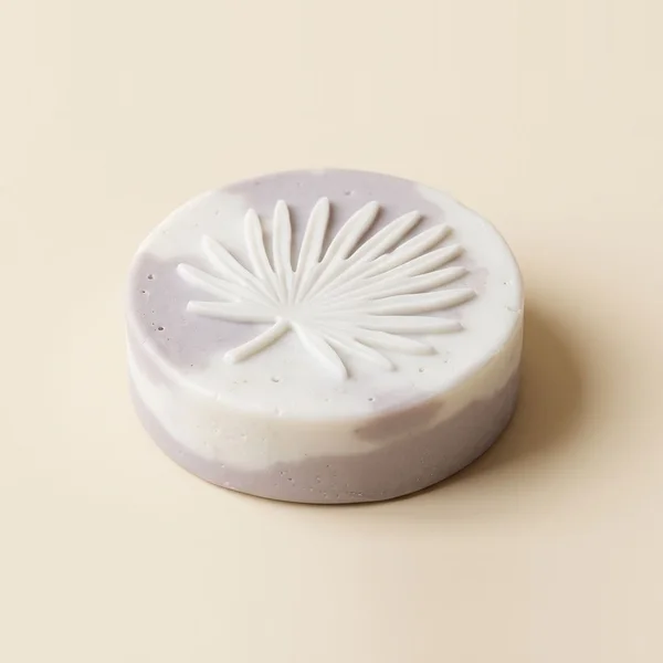 Jabón de arcilla rosa, ovalado, hoja de palma