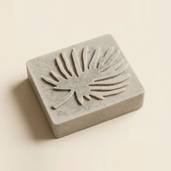 Jabón de arcilla verde bentonita, rectangular, hoja de palma