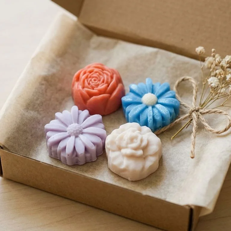 Mini jabones bouquet en una cajita de regalo para eventos