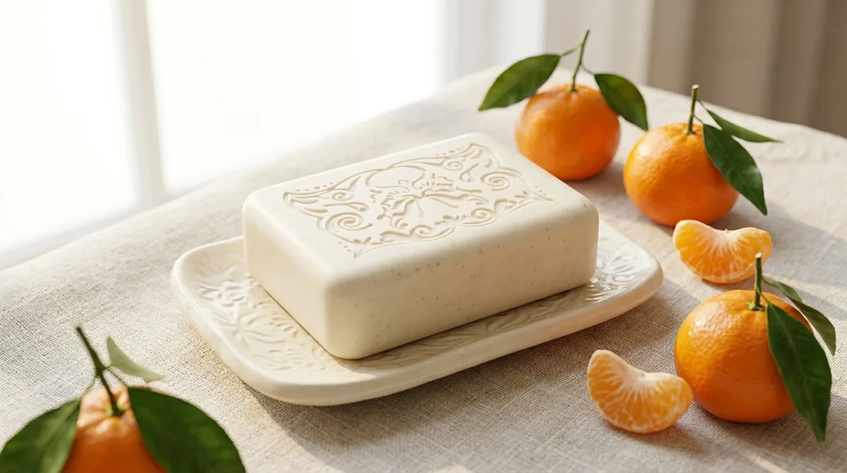 Jabón cítrico de mandarina, base blanca, foto 2