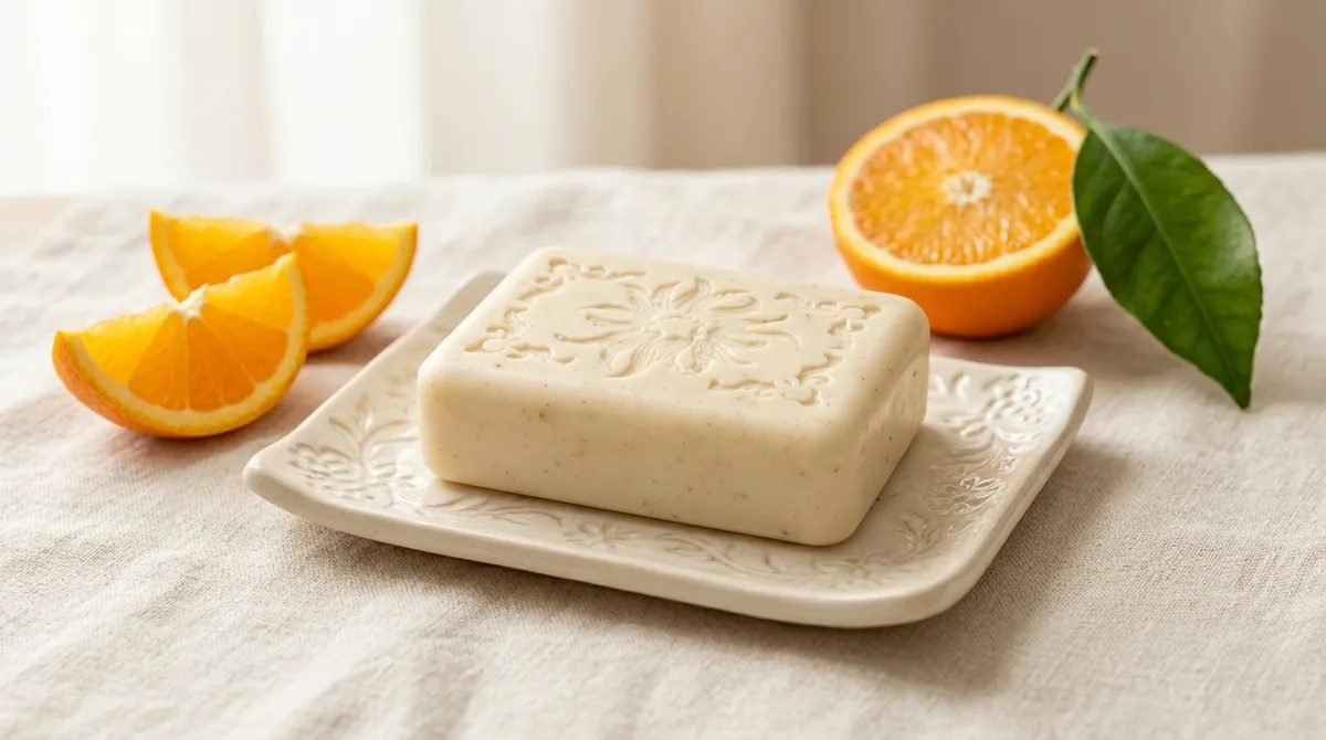 Jabón cítrico de naranja, base blanca, foto 2