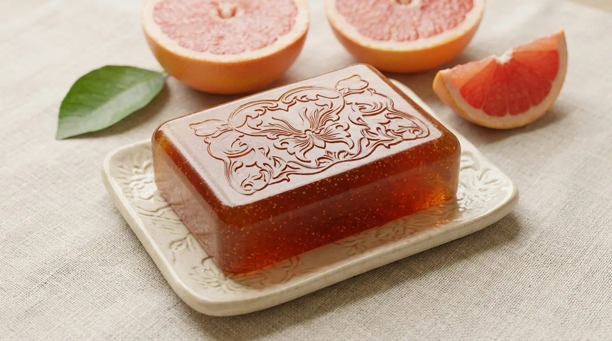 Jabón cítrico de pomelo, base transparente, foto 2