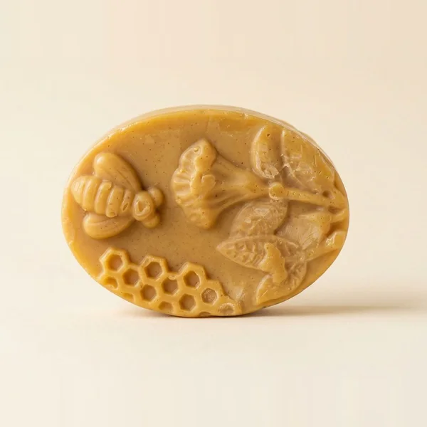 Jabón de miel y cúrcuma, abeja y flores
